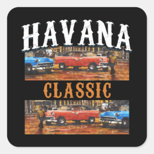 Havana Classic - Cuban Vintage Car Art Square Sticker