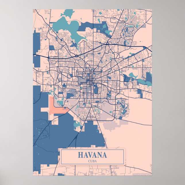 Havana - Cuba Breezy City Map  Poster (Front)