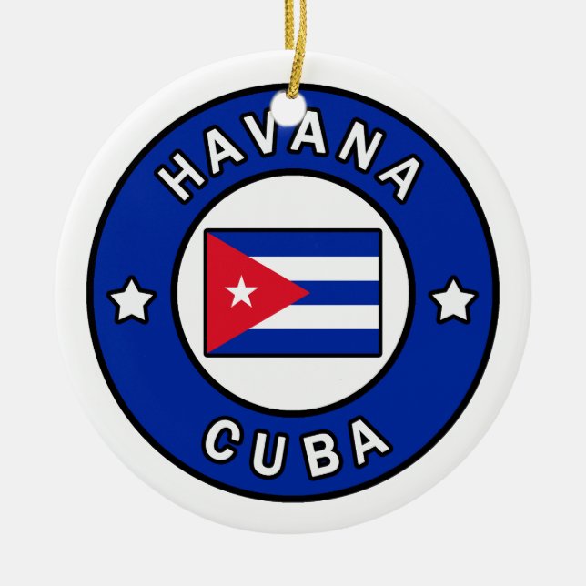 Havana Cuba Ceramic Tree Decoration (Front)