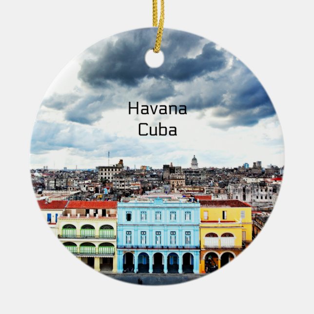 Havana, Cuba Ceramic Tree Decoration (Front)
