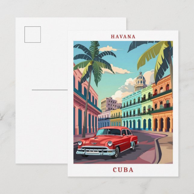 Havana Cuba Elegant Art Vintage Travel Postcard (Front/Back)