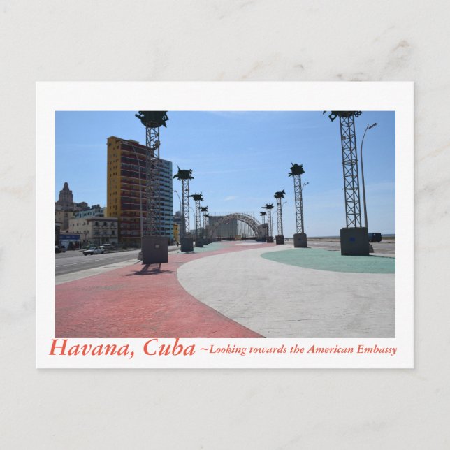 Havana Cuba facing American Embassy Postcard (Front)
