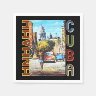 Havana Cuba Fine Art - Capitolio Woman Napkin