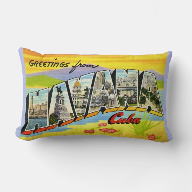  Havana Cuba Greetings Postcard Pillow (Front)