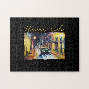 Havana Cuba - Habana Vieja Night Scene Fine Art Jigsaw Puzzle