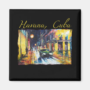 Havana Cuba - Habana Vieja Night Scene Fine Art Magnet
