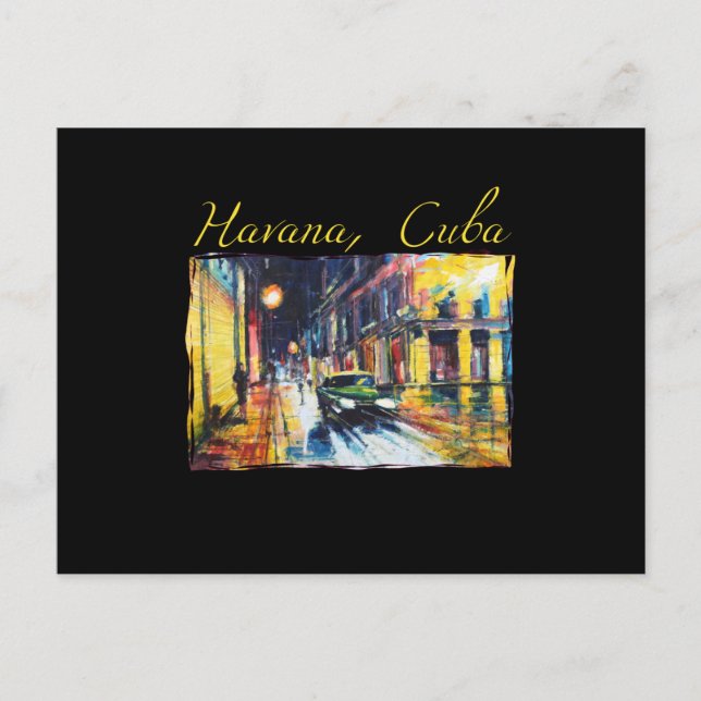 Havana Cuba - Habana Vieja Night Scene Postcard (Front)