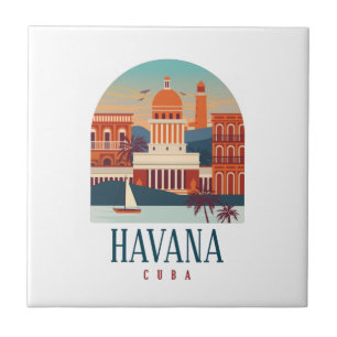 Havana Cuba Island Vintage Minimal Retro City Tile