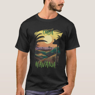 Havana Cuba Palm trees Beach Ocean Surfing Hispani T-Shirt