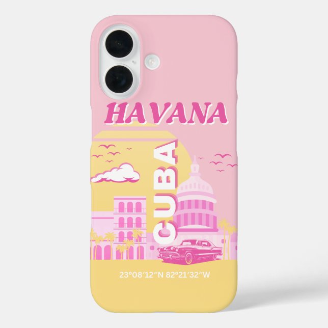 Havana Cuba Pink Preppy Art Case-Mate iPhone Case (Back)