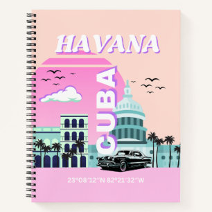 Havana Cuba Pink Travel Art Notebook