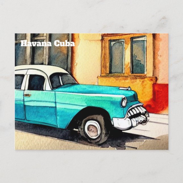 havana cuba postcard old car (Front)