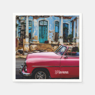 Havana Cuba Red Vintage Car Napkin