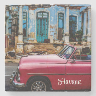 Havana Cuba Red Vintage Car   Stone Coaster