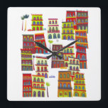 Havana Cuba Square Wall Clock<br><div class="desc">Modern contemporary city art based on Havana,  Cuba.  Vibrant colours and fun details.  Original art by Nic Squirrell.</div>