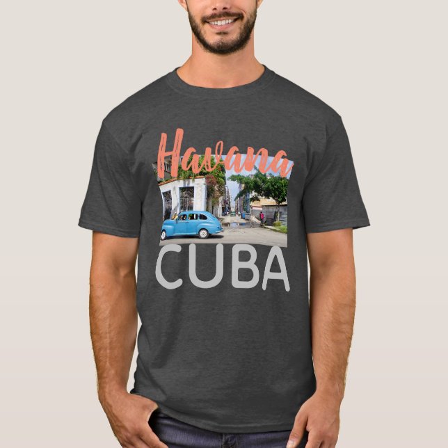 Havana Cuba Taxi Shirt in pink-orange letters (Front)
