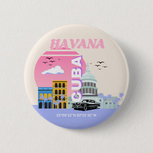 Havana Cuba Travel Art 6 Cm Round Badge