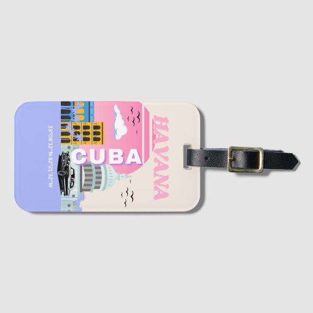 Havana Cuba Travel Art Luggage Tag (Front Horizontal)