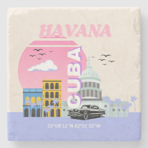 Havana Cuba Travel Art Stone Coaster