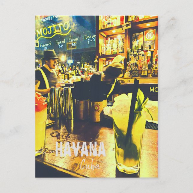 Havana Cuba travel print Mojito bar Postcard (Front)