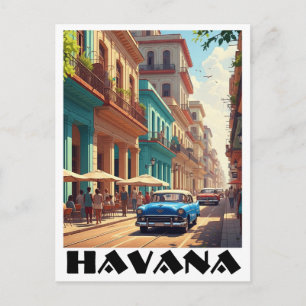 Havana Cuba Vintage Car Postcard
