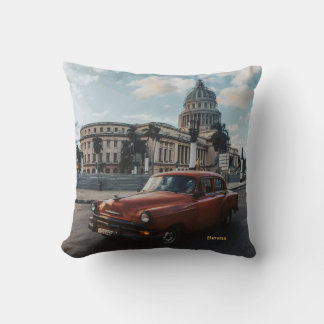 Havana Cuba Vintage Classic Car Cushion