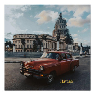 Havana Cuba Vintage Classic Car Poster
