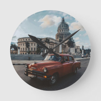 Havana Cuba Vintage Classic Car Round Clock