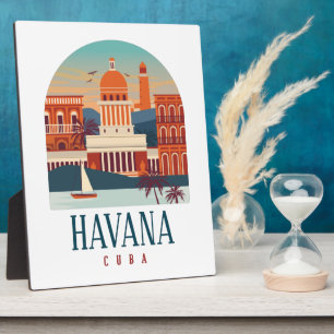 Havana Cuba Vintage Skyline Plaque