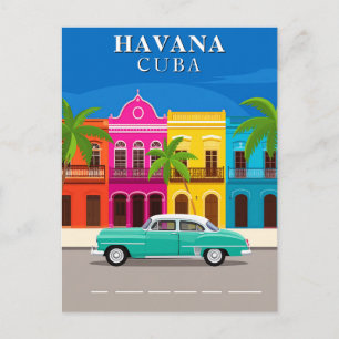 Havana Cuba Vintage Travel Car Postcard