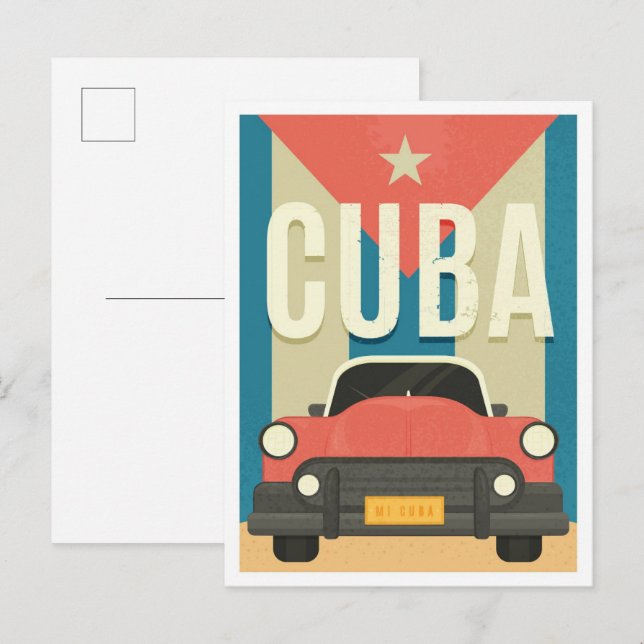 Havana Cuba Vintage Travel Illustration Postcard (Front/Back)