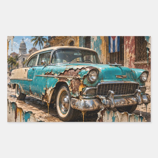Havana Dreams, Rusted Chrome Rectangular Sticker (Front)