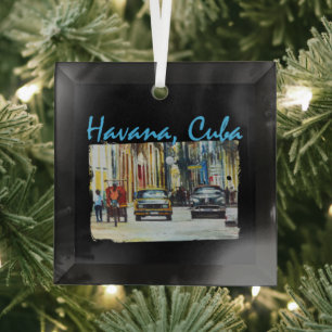 Havana Habana Viejo Cuba Glass Tree Decoration