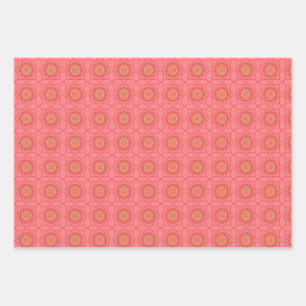 Havana Nights Cuban Caribbean Coral Tile Pattern  Wrapping Paper Sheet