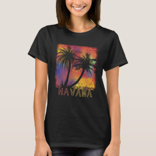Havana Palm trees Cuba Vacation Beach Ocean Caribb T-Shirt