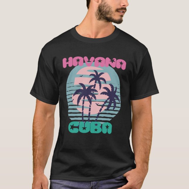 Havana Palm trees Cuba Vacation Ocean Surfing Cari T-Shirt (Front)