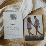 Havana Palm | Vintage Palm Tree Photo Wedding Invitation<br><div class="desc">Vintage beach style wedding invitation features an etched palm tree illustration in blackened hunter green, atop your wedding details in charcoal grey for a chic coastal look. Pale off-white ivory invitation cards reverse to a full-bleed vertical or portrait orientated photo, with your initials and wedding date overlaid. We recommend printing...</div>