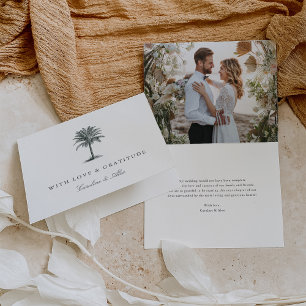 Havana Palm Vintage Palm Tree Wedding Photo Thank You Card