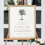 Havana Palm | Vintage Palm Tree Wedding Welcome Poster<br><div class="desc">Designed to coordinate with our Havana Palm wedding invitation collection,  this elegant wedding welcome design features "welcome to the wedding of" and your names in elegant charcoal grey lettering,  topped by a vintage etched style palm tree illustration for a chic beach look.</div>