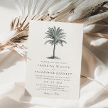 Havana Palm Wedding Invitation<br><div class="desc">Vintage beach style wedding invitation features an etched palm tree illustration in blackened hunter green, atop your wedding details in charcoal gray for a chic coastal look. Pale off-white ivory invitation cards reverse to a thatched woven pattern. We recommend printing this style on the Traditional Laid paper for a rich...</div>