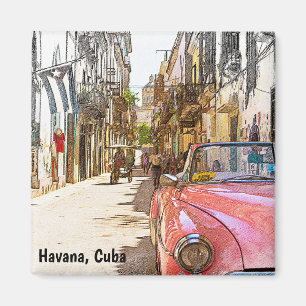 Havana Vintage Travel Art Street Scene Magnet