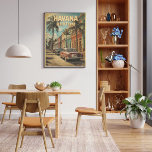 Havana Vintage Travel Colourful Cuban Retro Car Poster