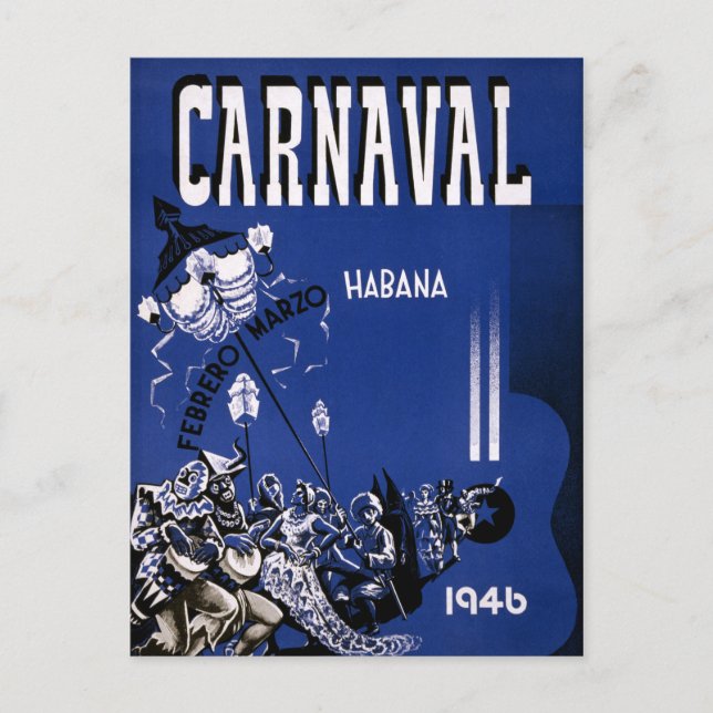 Havana Vintage Travel Poster Restored Postcard (Front)