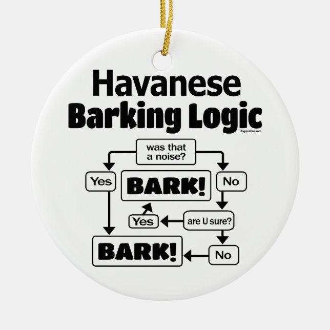Havanese Barking Logic Ceramic Tree Decoration (Front)