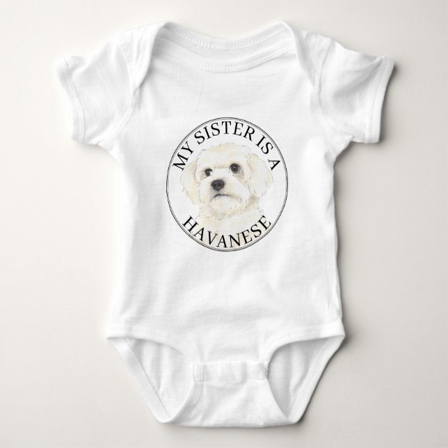 Havanese Big Sister Baby Bodysuit (Front)