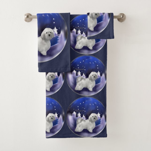 Havanese Christmas Bath Towel Set (Insitu)