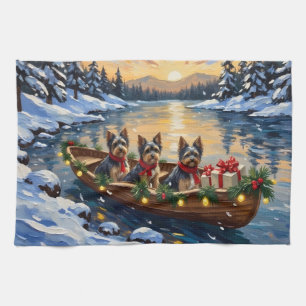 Havanese Christmas Boat Holiday Tea Towel