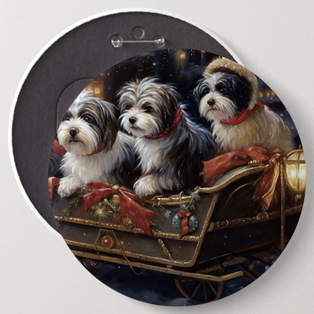 Havanese Christmas Festive Season  6 Cm Round Badge (Front & Back)