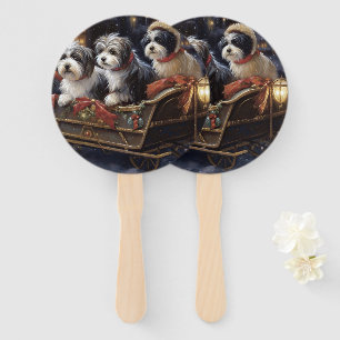Havanese Christmas Festive Season Hand Fan