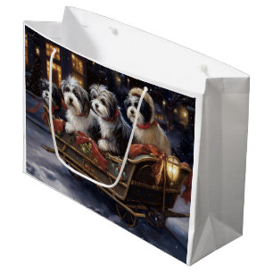 Havanese Christmas Festive Season  Large Gift Bag